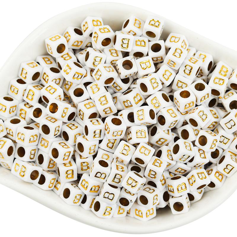100Pcs/lot A-Z Letter Beads For Jewelry Making Gold Color Square Alphabet Spacer Bead Charms Diy Bracelet Pendants Supplies