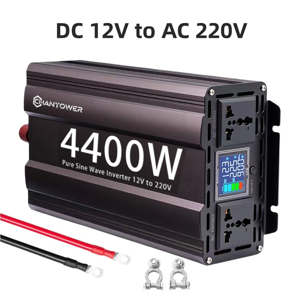 Pure Sine Wave Inverter 12V 220V 2000W/3000W/4400W/5500W DC To AC Converter Car Power Solar Inverter with Fast Charging USB C