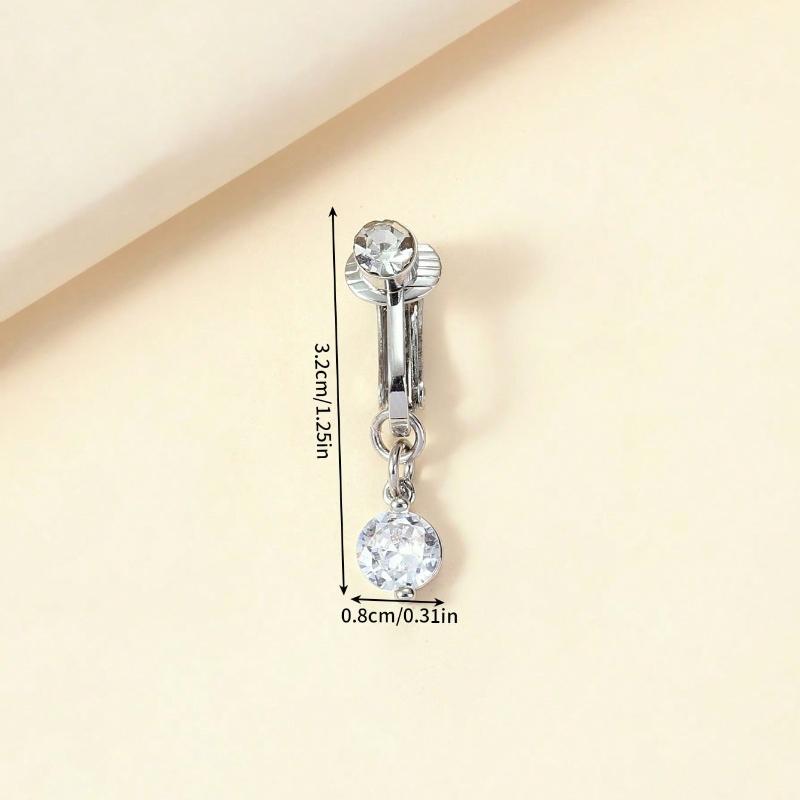 

Delicate Rhinestone Navel Piercing Ring Minimalist Silver Color Belly Button Ring Women s Beach Vacations Jewelry