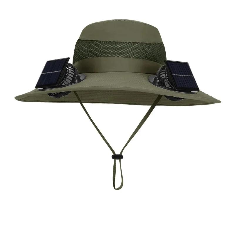 Mens Quick Dry Bucket Hat Large Size Sun Hat with Solar Powered Fan USB Rechargeable for Outdoor Hiking Camping Fishing Activity