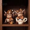 Desktop Coffee Lover Gift 2Pcs Cow Figurine, Cute Resin Animal Statue for Home Desk Corner Shelf Accessory Decor, Cafe Style Tabletop Ornament,