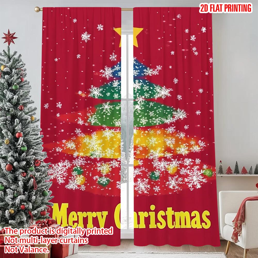 2pcs 2D Flat Printing Christmas Drapes Colorful Christmas Tree Versatile Polyester Without Electricity Party Decorations for