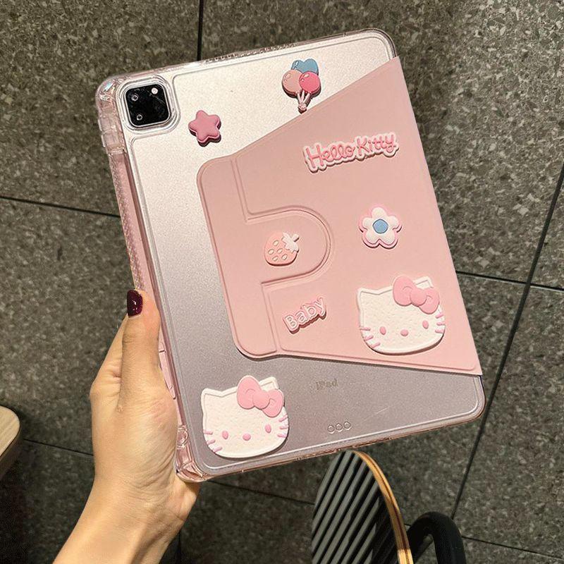 Cute Hello Kitty Smart Case For Xiaomi Pad 7 11.2in Mi Pad 6/6Pro 11inch 5 5 Pro 11inch Acrylic Rotating Stand Cover