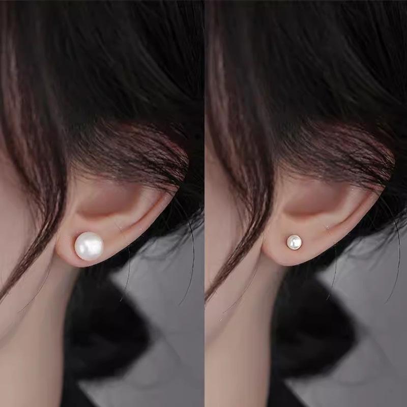 925 Silver Pearl Stud Earrings: Comfortable Pierced Earrings for Women, Perfect for Sleeping, No Need to Remove Screws to Tighten.