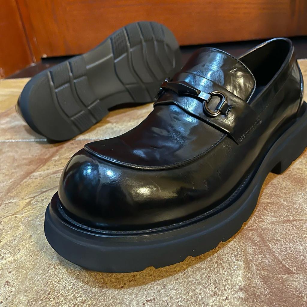 Fashion  Luxury Men Business Casual Shoes Genuine Leather Slip-On Loafers Round Toe Height Increasing Brand Office Footwear