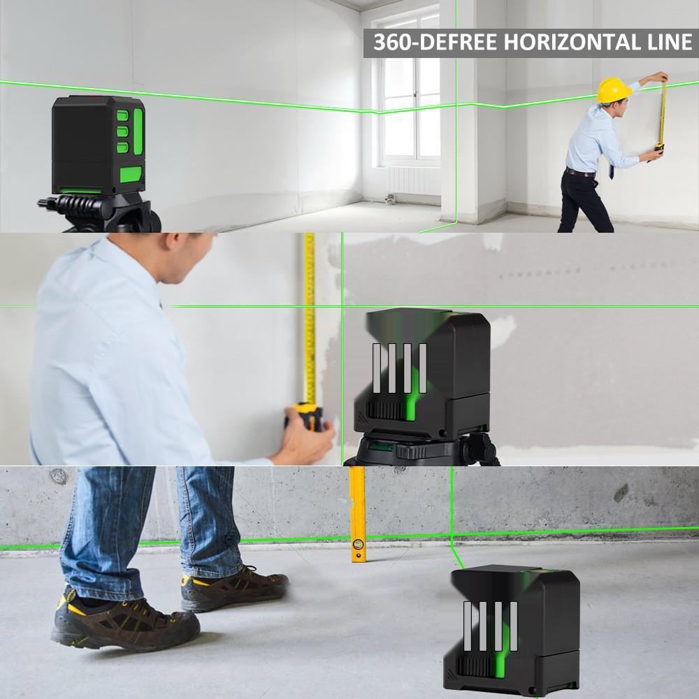Компактний 2-лінійний зелений лазерний рівень з яскравим світлом та автоматичним кресленням ліній