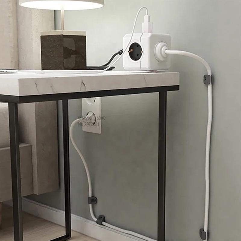 European Elug Cube Power Strip With 5 AC Multi-hole Power Sockets And 1.4m Extension Cable Extension Wall Outlet 3680W 16A 250V