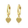S925 Sterling Silver Heart Hoop Earrings - Light Gold, Fashionable, High-End, European & American Style for Women