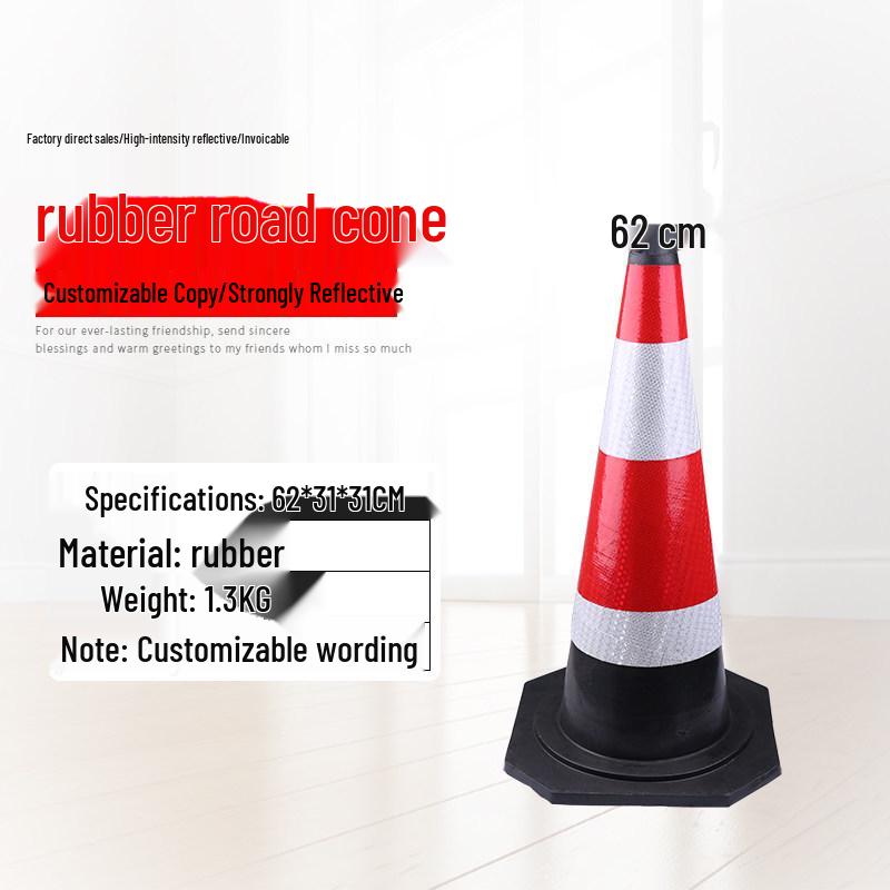 Reflective Rubber Traffic Cone: 70cm Triangular, 90cm Highway, Square, Cone-Shaped Barrel, Lifting Ring