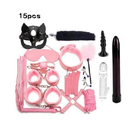Sexy Nylon BDSM Kits Plush Sex Bondage Set Handcuffs Sex Games Whip Gag Nipple Clamps Sex Toys For Couples Exotic