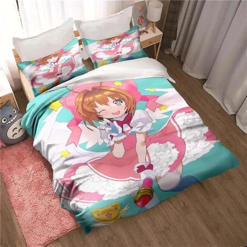 Anime Cardcaptor Sakura Kids Adult Printed Bed Set Duvet Cover Pillowcase Bedding Set Bed Linen Sheet Quilt Cover Full King Size