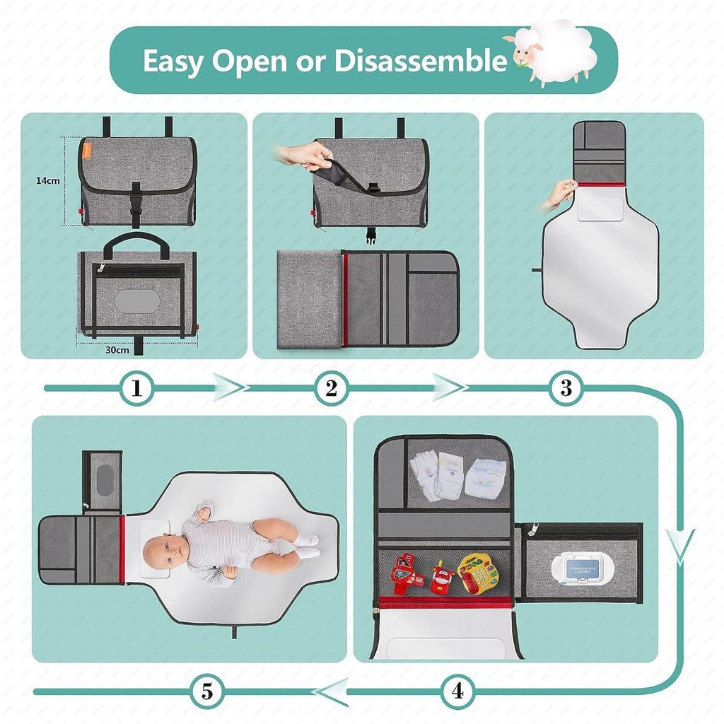 Portable Waterproof Diaper Changing Pad & Travel Mommy Bag