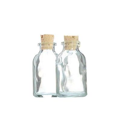 2 Mini Glass Bottles 6 Cm with Cork Stopper