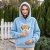 Pet Carrier Hoodie for Women Loose Fit Pullover Sweatshirt with Front Pouch Small Dog Carrying Long Sleeve Autumn Winter Casual Tops Dogs