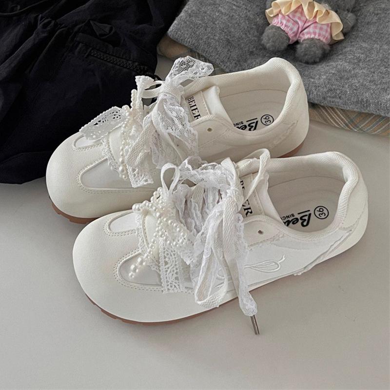 Pink lace temperament sneakers women's new summer breathable niche original design versatile board shoes