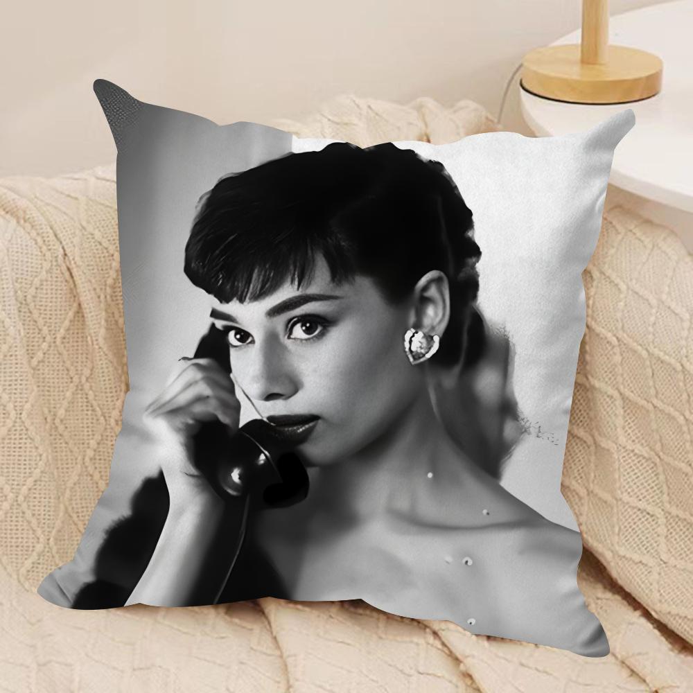 Federa Cuscino Classica A-Audrey H-Hepburn Peluche Corto Setoso Cerniera Invisibile Antipolvere Federa Cuscino Divano Per Decorazione Casa
