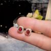 Retro Fashion Women's Simple Ruby Zircon Earrings with Personalized Light Luxury Style Party Wedding Banquet Earrings