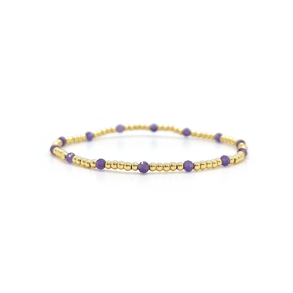 

Vlen Boho Beaded Bracelet for Women Natural Stone & Gold Bead Stackable Bracelets Boho Friendship Jewelry for Summer Beach Gifts 17.5cm аметист