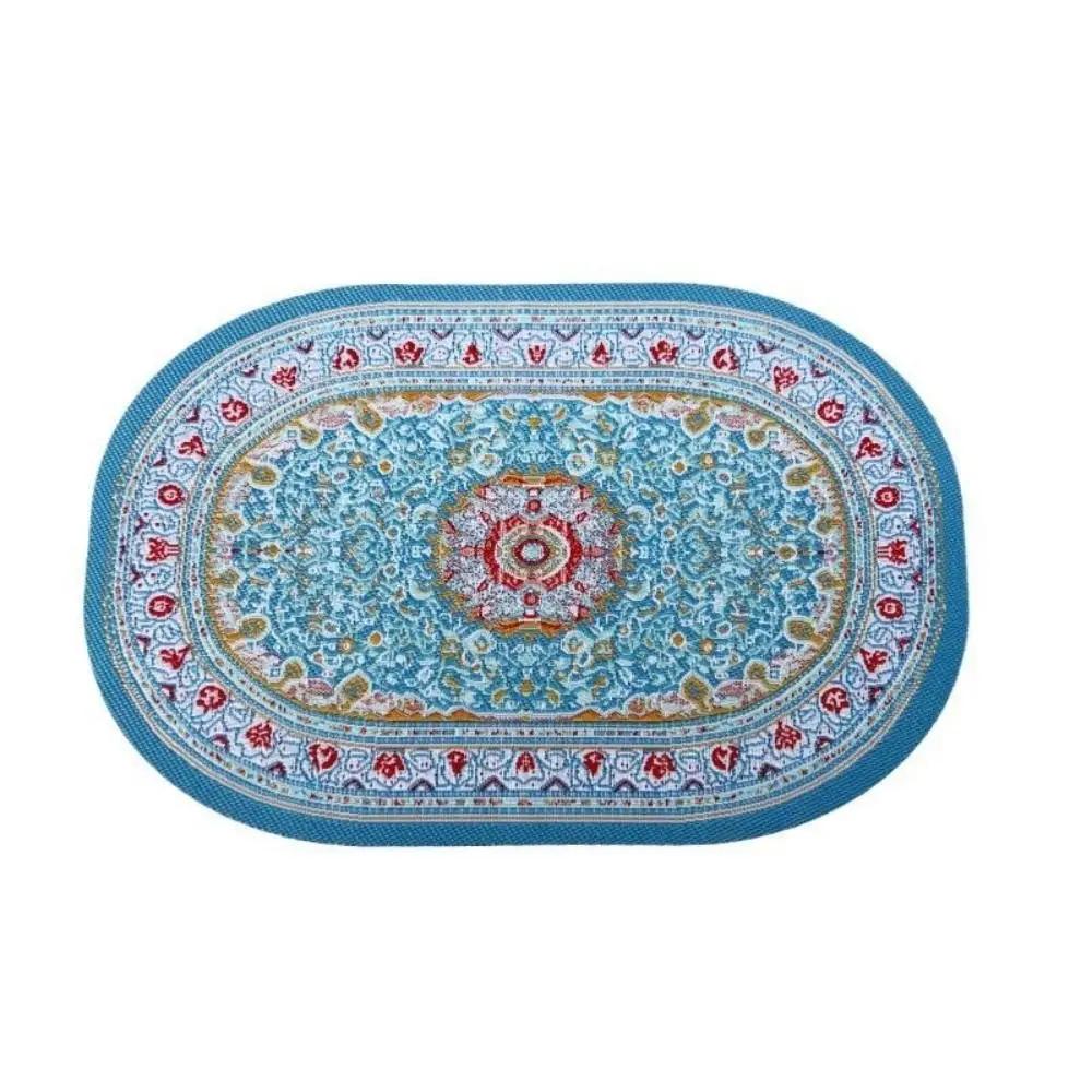 1:12 Scale Dollhouse Carpet Playing House Decor Floor Coverings Floral Pattern Mat Doll Accessories Miniature Weaving Rug