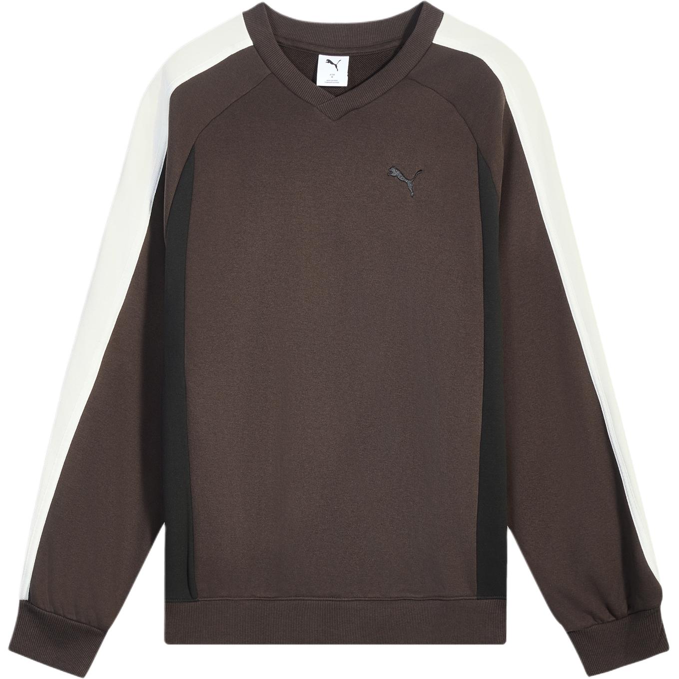 PUMA T7 Sweatshirts Men s Chocolate Brown V Neck Moderate 637435-13 L