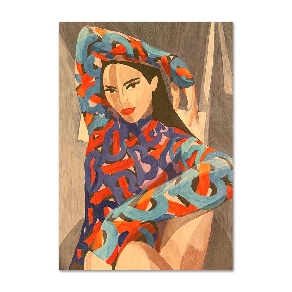 Vintage Fashion Girl Portrait Posters and Prints Paris Flower Wall Art Canvas Painting Wall Pictures for Living Room Decor Art