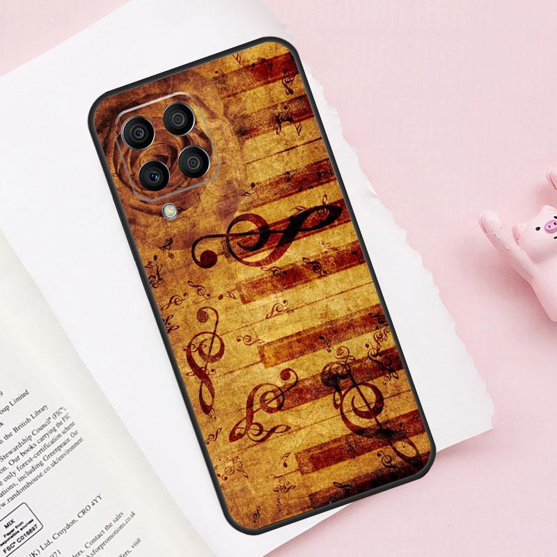 Piano keys Vintage Music Notes For Samsung Galaxy M13 M23 M33 M53 M30s M31s M32 M52 M12 M55 M15 M20 M21 M51 M34 M54 Case