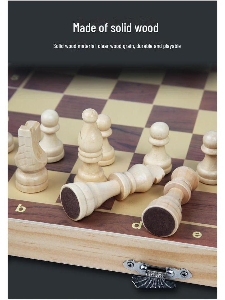 Tragbares magnetisches Schachspiel aus Holz für Kinder und Anfänger – Klappdesign