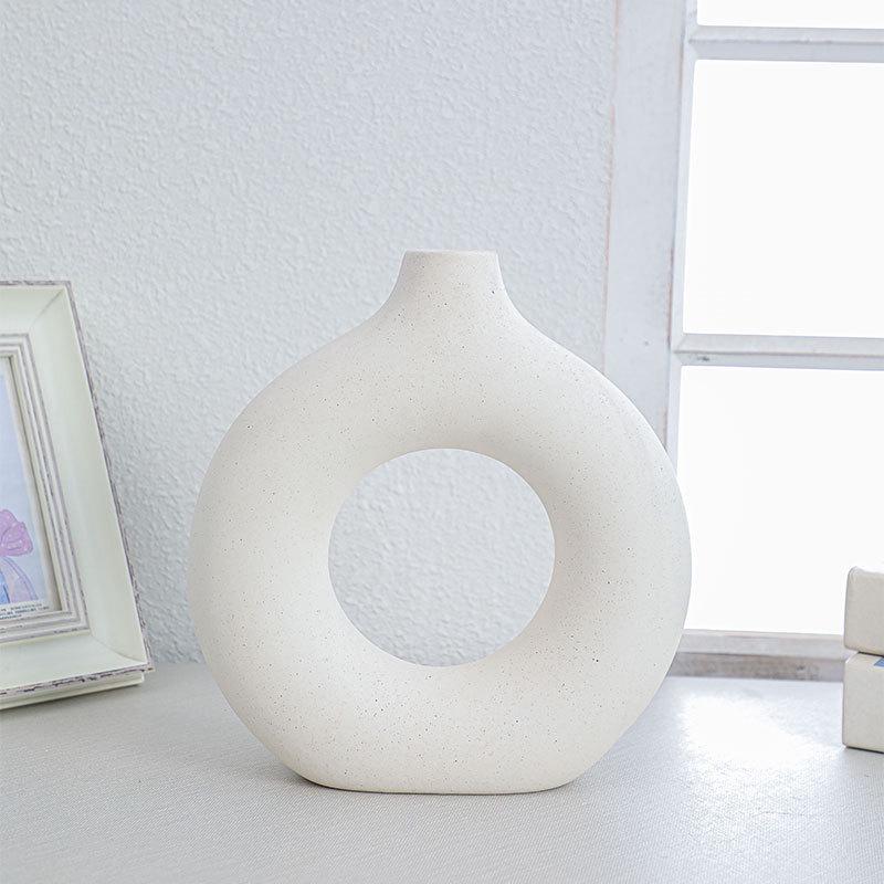 Nordic Ceramic Circle Vase - Creative Home Decor for Living Room