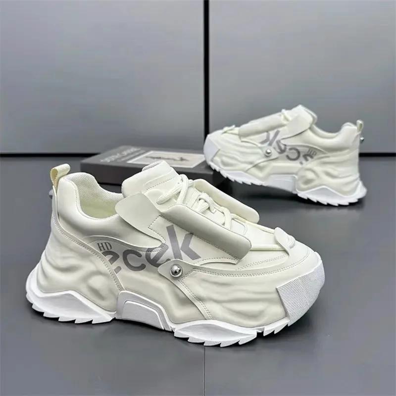 Platform Sneakers for Mens Fashion Designer Casual Leather Shoes for Man Chunky Height Increased Mens Sneakers Zapatillas Hombre