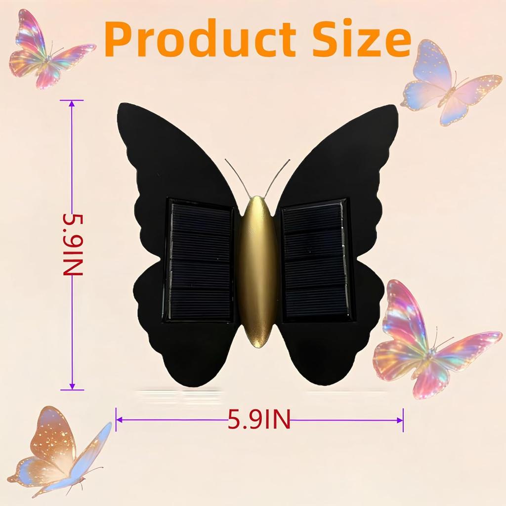 Solar Powered Butterfly Wall Sconce, Modern Stairway Hallway Light, Outdoor Courtyard Balcony Wall Lamp