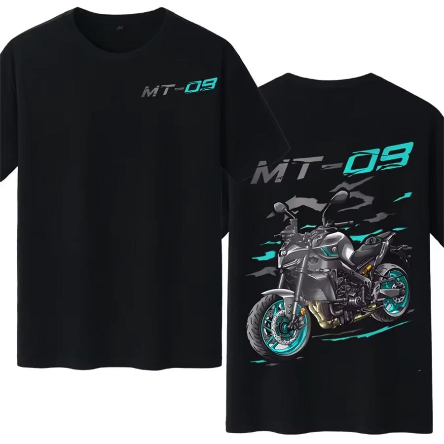 

Хлопковая футболка с принтом мотоциклиста MT-09 Мужская Женская С короткими рукавами Винтажная Повседневная Хлопковая Свободная Графическая футболка 3XL