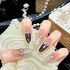 French Inlaid Rhinestone Diamond Patchwork Medium-Long Wearable Nails