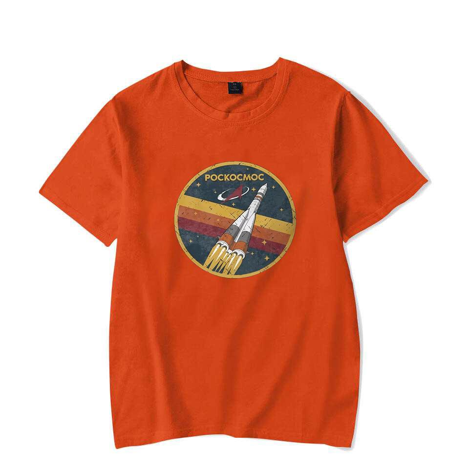 Retro Fire Arrow Pattern Unisex Women Tshirt Vintage Soviet Space Program Rocket Print Unisex Shirt Short Sleeved Couple Tees Tops