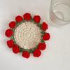 Rose Bouquet Coaster Hand Woven Rose Bouquet Placemat Crochet Flower Placemat Plant Ornament Decor Finished Product Gift