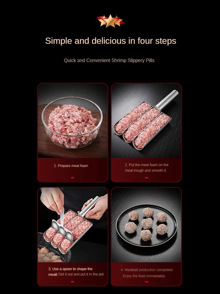 Snadno uvolnitelná sada na výrobu nepřilnavých masových kuliček – ruční lžička na rybí kuličky bez námahy – ideální kuchyňský nástroj pro domácí vaření