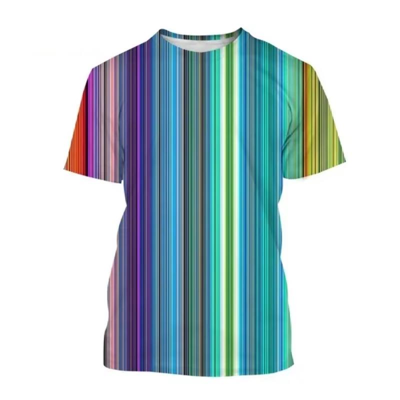 Summer Round Neck 3D Colorful Abstract Art & Geometric Pattern Printed Fashionable Casual Short Sleeved Children's Boy and Girl Kids Unisex T-shirts