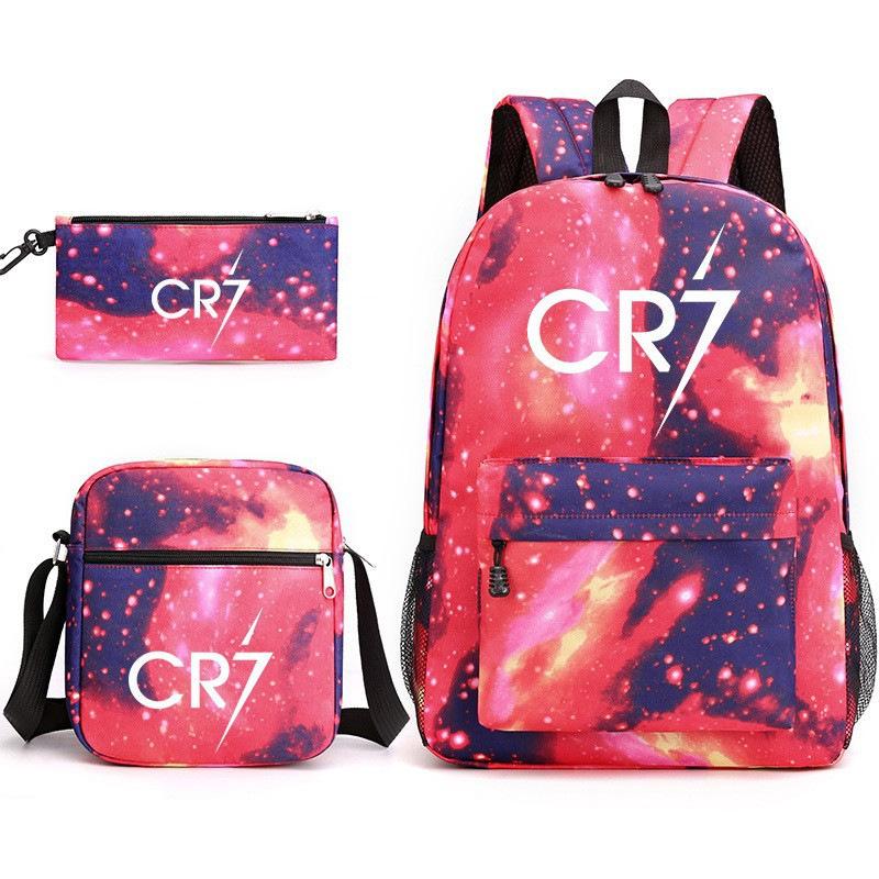 Grote schooltas met schouderband; studenten etui set van drie delen Cristiano ronaldo backpack