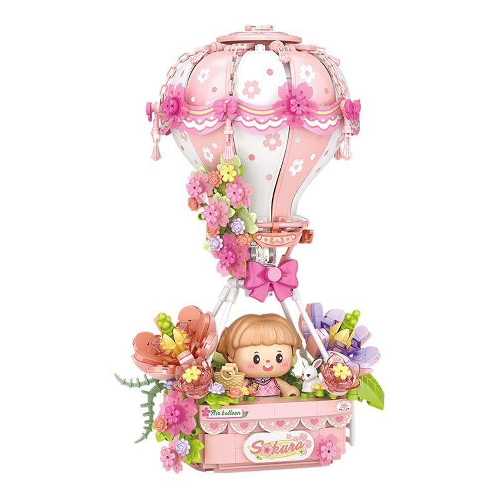 Hot Air Balloon Building Block Toy Colorful Hot Air Balloon Building Bricks With Light Music Gifts For Girls Boys