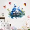 Blue Bird Cartoon Wall Sticker for Kidsroom Class Room Home Décor (60x50cm)
