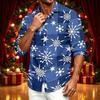 Men's Casual Long Sleeve Button Down Shirt with Christmas Print for Fall and Winter