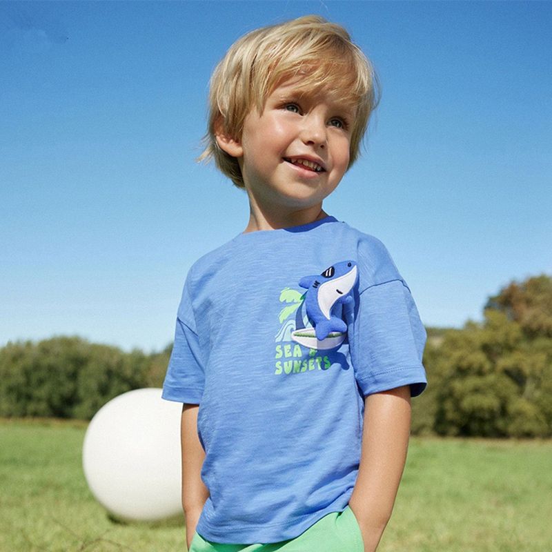 Foreign Trade Boys and Girls Short sleeve T-shirt 2025 New Pure Cotton Top Fried Street Pu Shuai Boys and Girls Summer Clothing Children Clothes 3