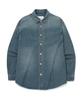 Semi-Overfit Washed Denim Shirt Blue
