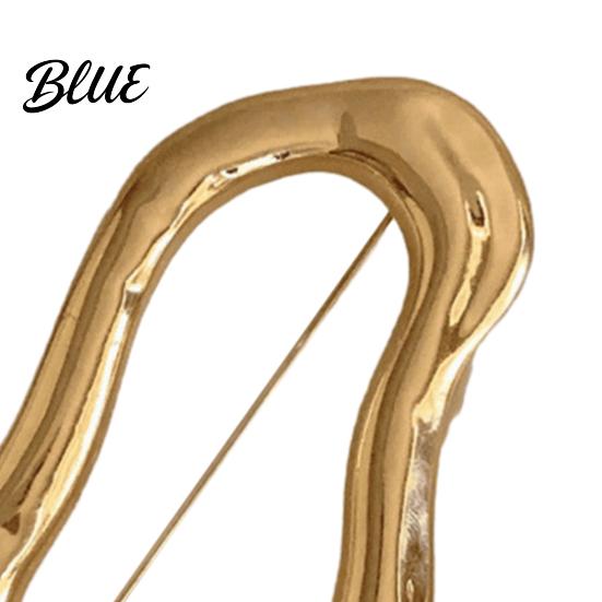 Placket Pin Brooch with Safety Pin Abstract Irregular Metal Outline
