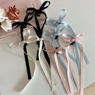 2024  Cute Ribbon Bow Headband Long Tassel Hair Clip Women'S Hair Accessories Girls Party Headwear Side Clips