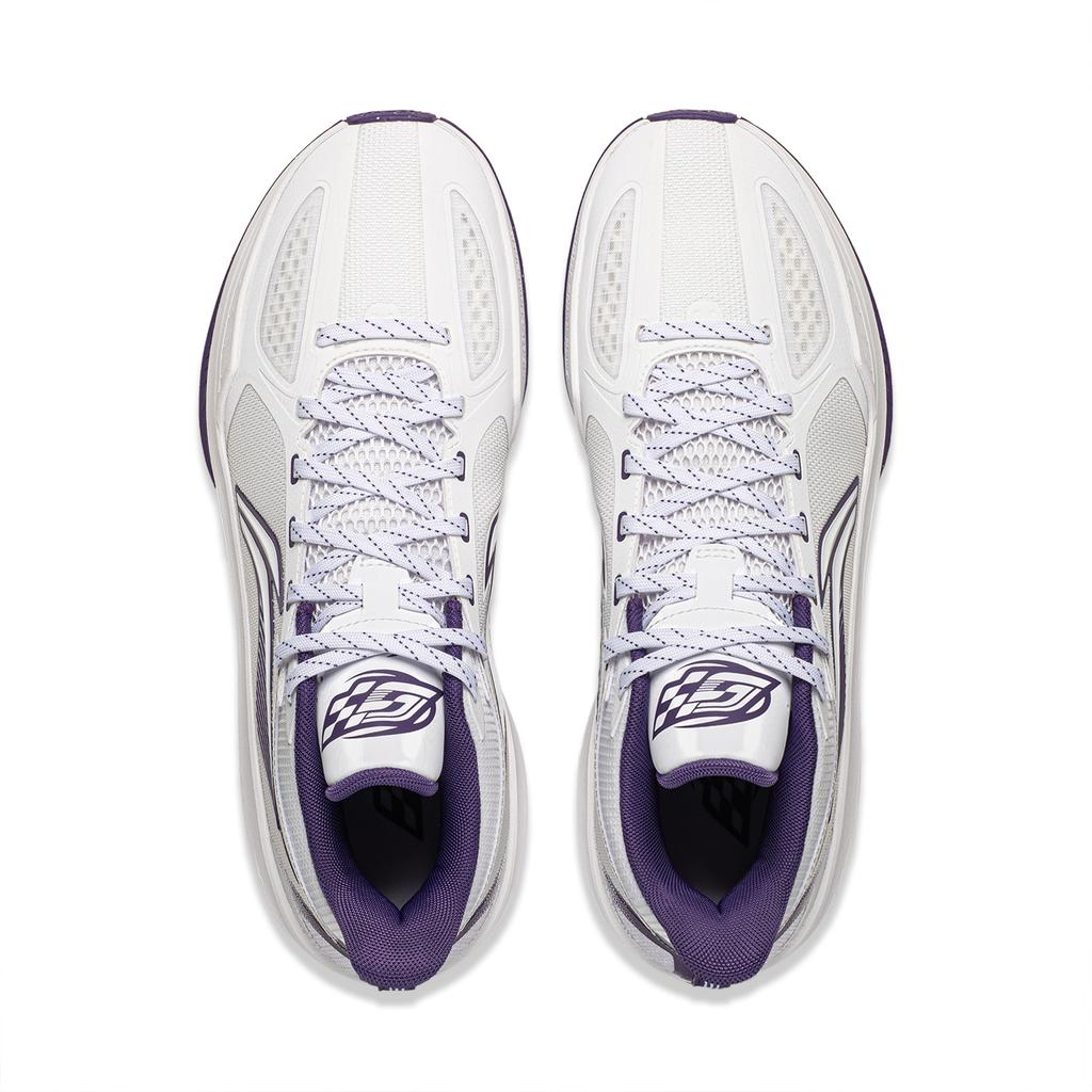 Men's Sneakers Li-Ning Light Speed 4V2 Basketball Shoes Men's Low-top Standard White/Dark Fragrance Purple