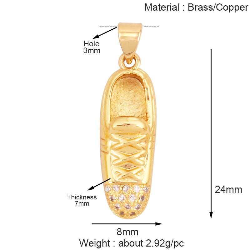 Fashion Cowboy Hat Boots Dance Shoes Bra Birdcage Sports Charm Pendant,Zircon Real Gold Necklace Craft Jewelry Supplies K68