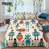 Robot Duvet Cover Set Cartoon Space Robot Bedding Set Patchwork Transformer Futuristic Machine Comforter Cover Twin Full For Boy