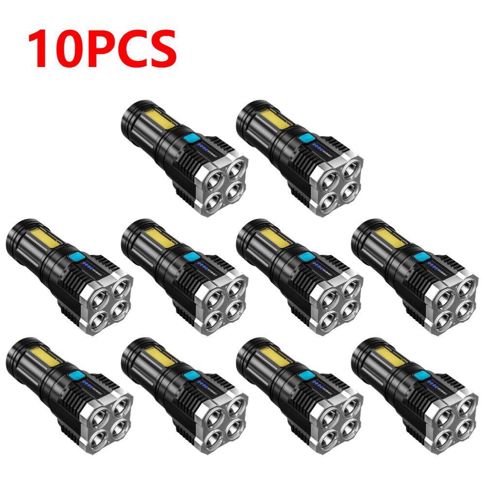 1-10PCS Powerful Flashlights Portable Rechargeable LED Camping Lamps Torch Light Waterproof Long Range Lanterns Self Defense