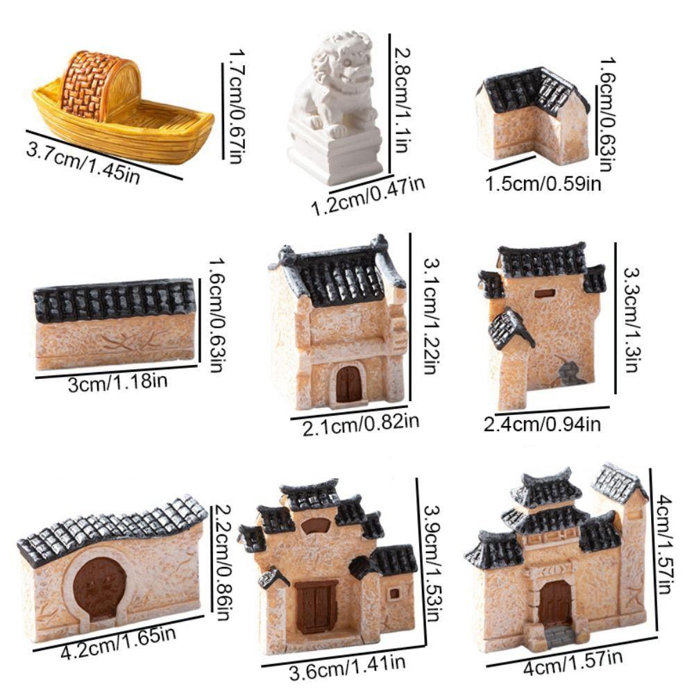 9pcs/set Retor Mini Old City Gate Decorative Ancient House Archway  Fairy Garden