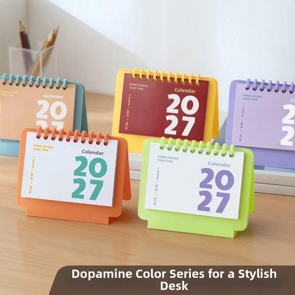 Portable 2027 Mini Desk Calendar Spiral Binding Daily Planning Calendar Agenda Planner